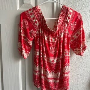 Short sleeve top, Summer print, size S/M